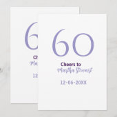 Invitation 60 & fabuleux anniversaire violet gras nom date st (Devant / Derrière)