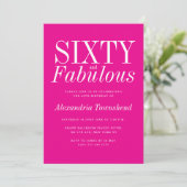 Invitation 60 & Fabuleux Chic Rose Chaud 60e Anniversaire (Debout devant)