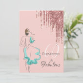 Invitation 60 fabuleux fête d'anniversaire rose parties scint (Debout devant)