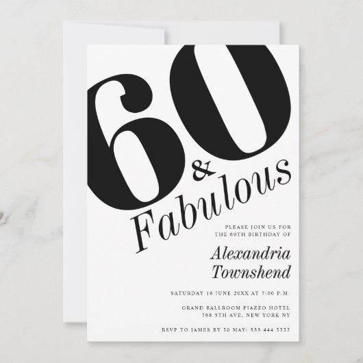 Invitation 60 & Fabuleux Gras Numéro 60e Anniversaire (Devant)