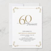 Invitation 60 & Fabuleux Noir Blanc & Or Anniversaire (Devant)