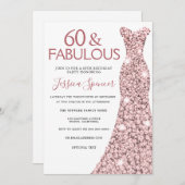 Invitation 60 & Fabuleux Rose Robe d'or 60e fête d'anniversai (Devant / Derrière)