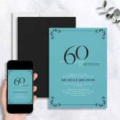 Invitation 60 & Fabuleux Turquoise Noir & Blanc Anniversaire