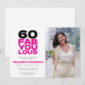 Invitation 60 & Fabuleux Typographie Gras Photo 60e Anniversa (Devant / Derrière)