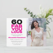 Invitation 60 & Fabuleux Typographie Gras Photo 60e Anniversa (Debout devant)