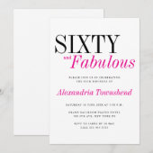 Invitation 60 & Fabuleux Typographie Rose Moderne 60e Anniver (Devant / Derrière)