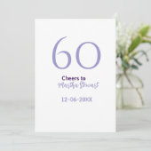 Invitation 60 & fabulous birthday purple bold name date styli (Debout devant)