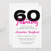Invitation 60 & Fabulous Bold Girly 60th Birthday (Devant / Derrière)