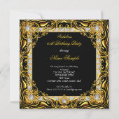 Invitation 60 Gold Diamond Noir 60e fête d'anniversaire (Dos)