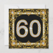 Invitation 60 Gold Diamond Noir 60e fête d'anniversaire (Devant)