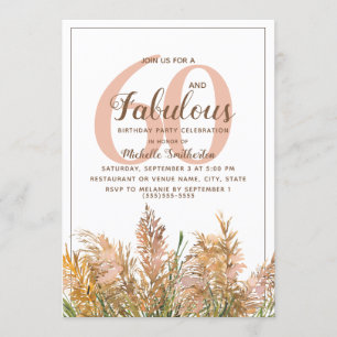 Invitation 60 Merveilleux Herbe de la Pampa sur Anniversaire 