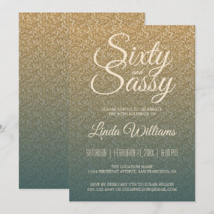 Invitation 60 Sassy Or Émeraude Ombré Fête d'anniversaire 60