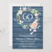 Invitation 60e 75e Anniversaire de Mariage Photo Florale Rust (Devant)