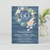 Invitation 60e 75e Anniversaire de Mariage Photo Florale Rust (Debout devant)