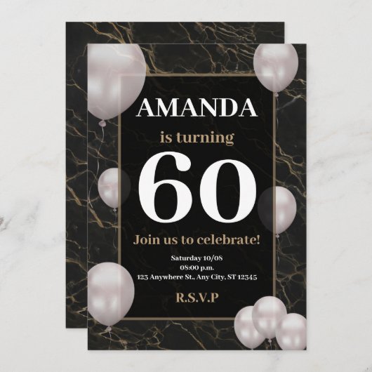 Invitation 60e anniversaire (Devant / Derrière)