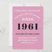 Invitation 60e anniversaire 1961 Rose noir Personnalisé pour  (Devant)