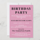 Invitation 60e anniversaire 1961 Rose noir Personnalisé pour  (Dos)