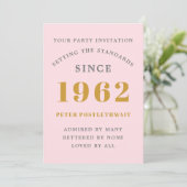 Invitation 60e anniversaire 1962 Pink Gold Elegant Chic (Debout devant)