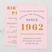 Invitation 60e anniversaire 1962 Pink Gold Elegant Chic (Devant / Derrière)
