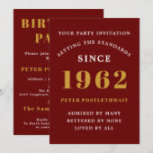 Invitation 60e anniversaire 1962 Red Gold Elegant Chic (Devant / Derrière)