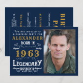 Invitation 60e anniversaire 1963 Légende Or bleu rétro (Devant / Derrière)