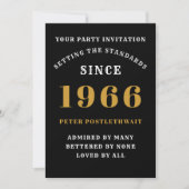 Invitation 60e Anniversaire 1966 Ajouter Nom Année Noir Or (Devant)
