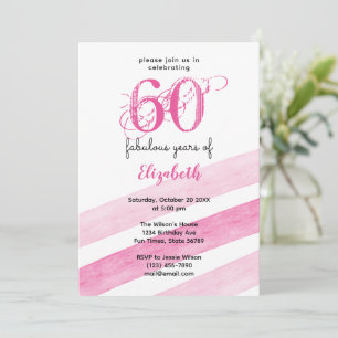 Invitation 60e anniversaire 60 ans fabuleux PINK