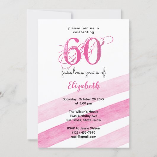 Invitation 60e anniversaire 60 ans fabuleux PINK (Devant)