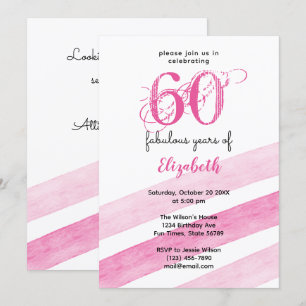 Invitation 60e anniversaire 60 merveilleuses années ROSE