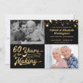 Invitation 60e anniversaire Alors et maintenant Photos Noir e (Devant)