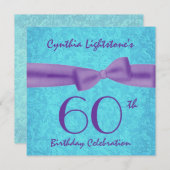Invitation 60e anniversaire Aqua et Purple Bow M456 (Devant / Derrière)