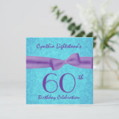 Invitation 60e anniversaire Aqua et Purple Bow M456 (Debout devant)