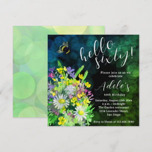 Invitation 60e anniversaire aquarelle de fleurs sauvages
