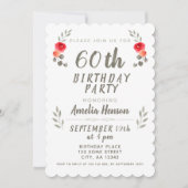 Invitation 60e anniversaire Aquarelle Rose Twig Floral (Devant)
