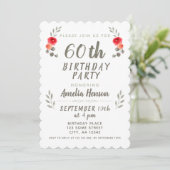 Invitation 60e anniversaire Aquarelle Rose Twig Floral (Debout devant)