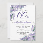 Invitation 60e anniversaire Aquarelle violette Floral Wisteri (Devant)