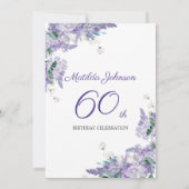 Invitation 60e anniversaire Aquarelle violette Floral Wisteri (Dos)