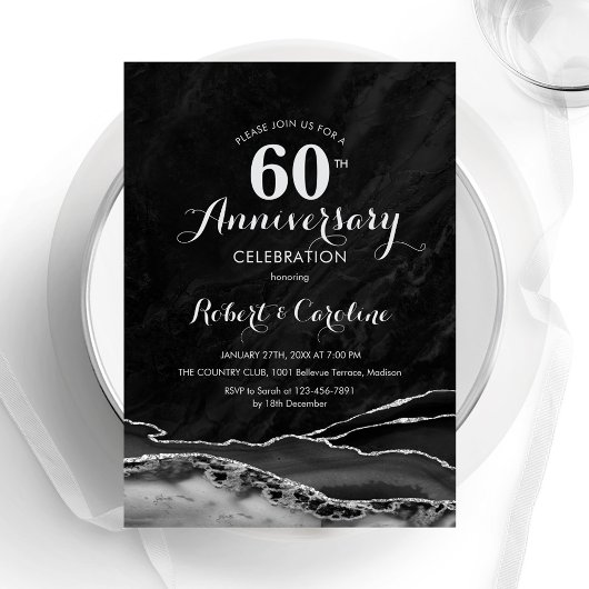 Invitation 60e anniversaire Argent Noir