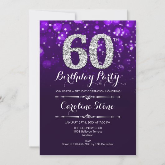 Invitation 60e anniversaire - Argent violet (Devant)