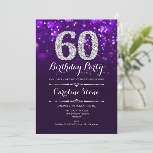 Invitation 60e anniversaire - Argent violet (Debout devant)