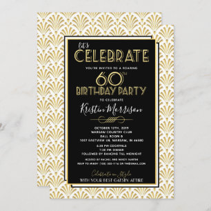 Invitation 60e anniversaire Art Déco Gatsby Roaring 20s Anniv