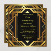 Invitation 60e anniversaire Art Déco Gold Black (Devant / Derrière)