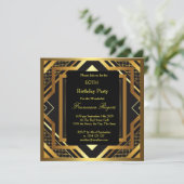 Invitation 60e anniversaire Art Déco Gold Black (Debout devant)