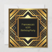 Invitation 60e anniversaire Art Déco Gold Black (Dos)