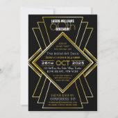 Invitation 60e anniversaire Art Déco Gold Black Great Gatsby (Dos)