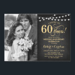 Invitation 60e anniversaire avec photo - Chalkboard et or<br><div class="desc">Invitation au 60e anniversaire du Mariage avec photo. Design élégant en noir et faux or. Comprend un motif de tableau noir, une police de script et des lumières de chaîne de fées. Salutations à 60 ans ! Peut être personnalisé dans n'importe quelle année. Message-moi si vous avez besoin d'une personnalisation...</div>