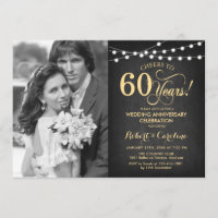 60e anniversaire avec photo - Chalkboard et or