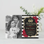Invitation 60e anniversaire avec photo - Or Noir Rouge (Debout devant)