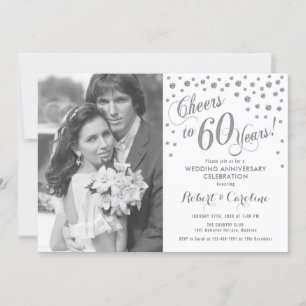 Invitation 60e anniversaire avec photo - Silver White
