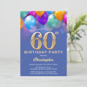 Invitation 60e anniversaire Ballons bleus et dorés (Debout devant)
